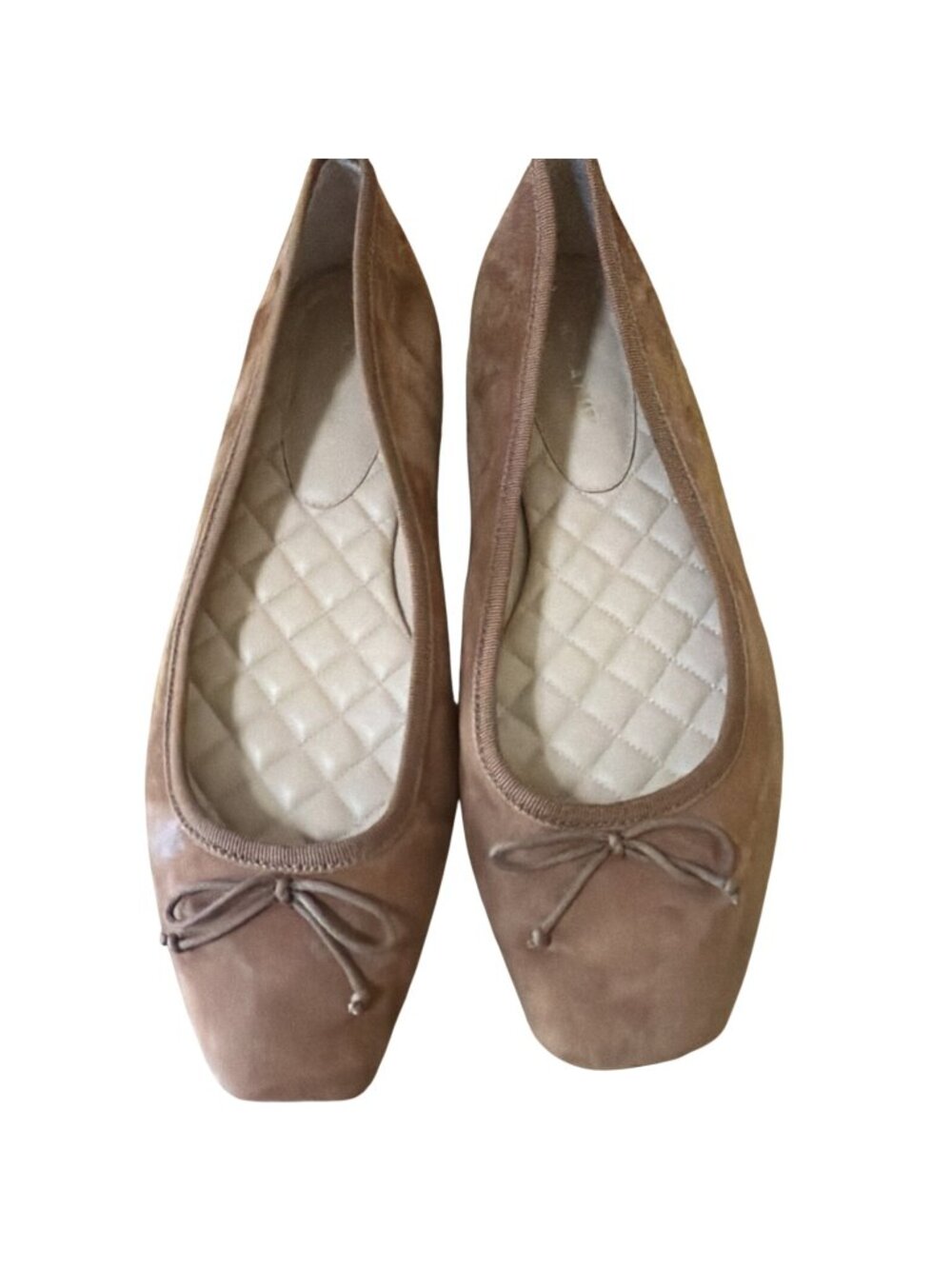 Veronica Beard Beatrix Suede Ballet Flat Women’s 8.5 Tan Slip On Bow Detail